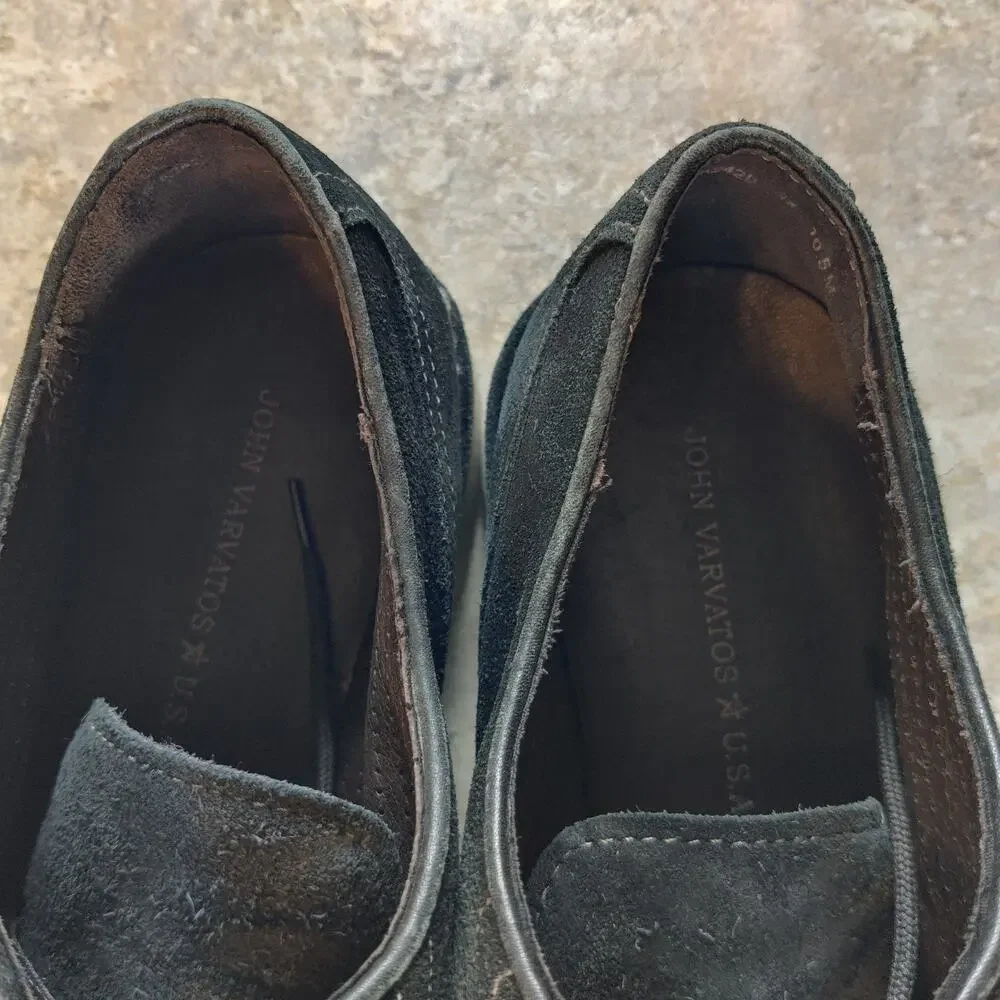 John Varvatos USA Lace-Up‎ Oxfords Shoes Men Size 10.5 M Black Suede *Read Desc.